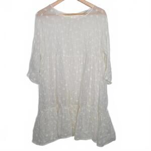 Mansur Gavriel Floral Embroidered Linen Blend Dress In White Size 40 US 4